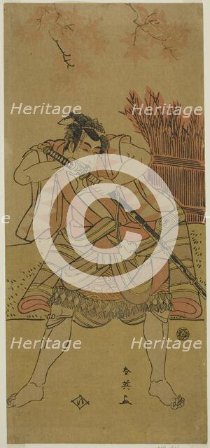 The Actor Ichikawa Omezo I as Kamei Rokuro Disguised as the Servant Dadahei in the..., c. 1791. Creator: Katsukawa Shun'ei.