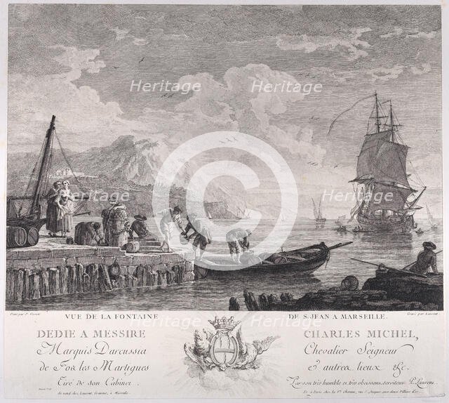 View of the Fountain of St. John in Marseille, ca. 1750-1800. Creator: Pierre Francois Laurent.