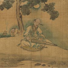 Scholar Playing a Qin, 1800s. Creator: Unknown.