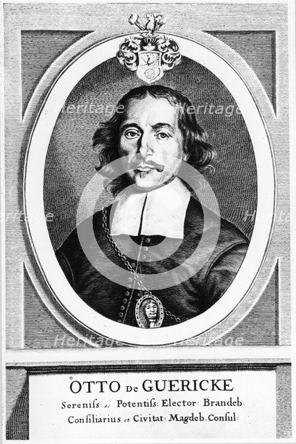 Otto von Guericke, German inventor, engineer and physicist, 1672. Artist: Unknown