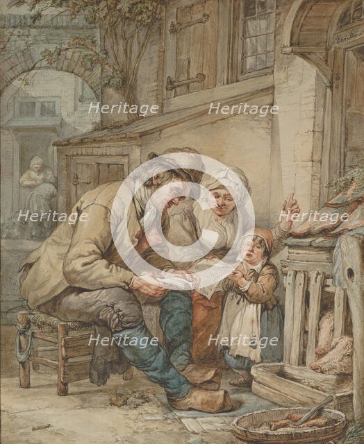 Parents Teaching Their Daughter a Song, early 19th century. Creator: Abraham van Strij.