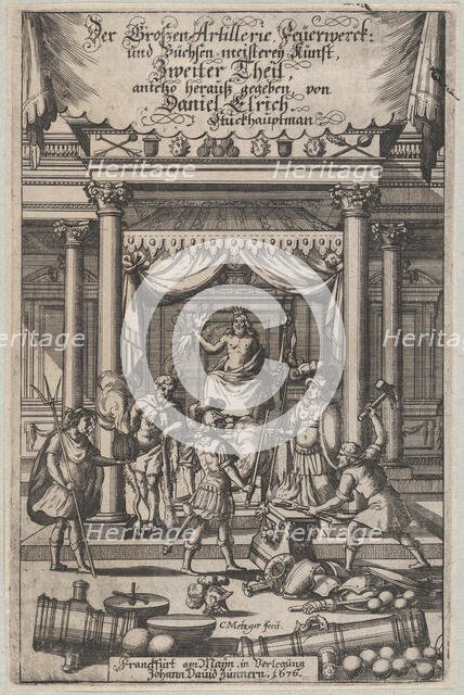 Title page, 'Der Grossen Artillerie Feuerwerck ...', 1676. Creator: Christoph Metzger.