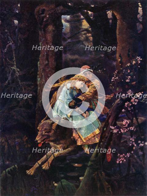 'Ivan Tsarevich on a Grey Wolf', c1887, (1965). Creator: Viktor Mihajlovic Vasnecov.