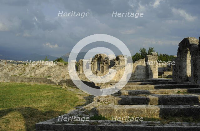 Partial view of the amphitheater ruins, ancient city of Salona, Solin, Croatia, 2018.  Creator: Unknown.