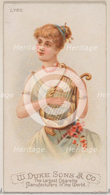 Lyre, from the Musical Instruments series (N82) for Duke brand cigarettes, 1888., 1888. Creator: Schumacher & Ettlinger.