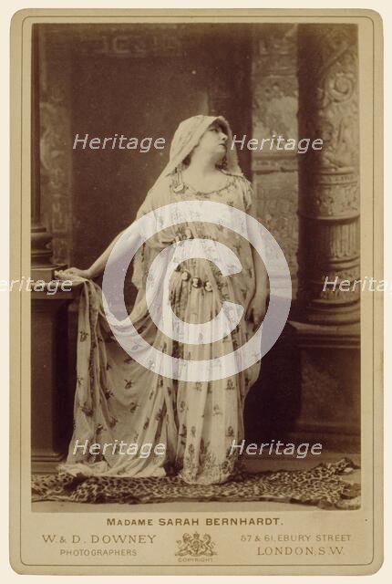 Sarah Bernhardt in the role of Racine's Phèdre, about 1874. Creator: W&D Downey.