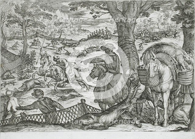 Boar Hunt, 16th century. Creator: Antonio Tempesta.