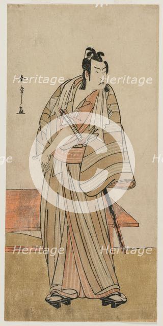 Ichikawa Yaozo II as a Otokodate Standing by a Bench, c. 1780. Creator: Katsukawa Shunsho (Japanese, 1726-1792).