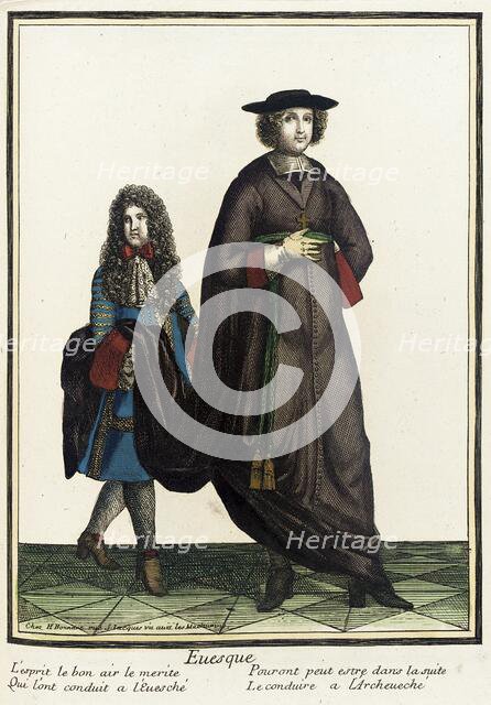 Recueil des modes de la cour de France, 'Euesque', Bound 1703-1704. Creator: Henri Bonnart.