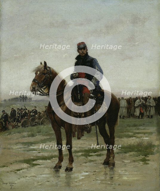 A Mounted Officer, 1877. Creator: Jean Baptiste Edouard Detaille.