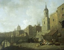 North end of London Bridge and St Magnus the Martyr, 1762. Artist: William Marlow