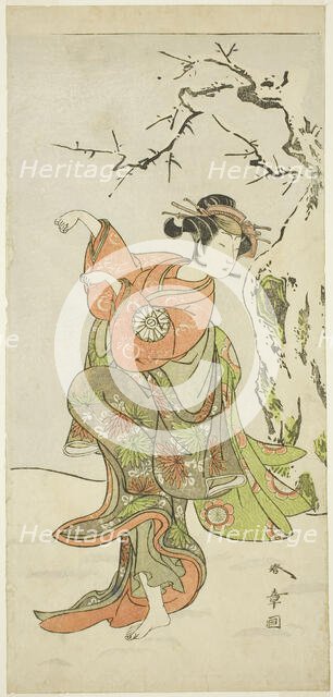 The Actor Nakamura Noshio I as the Fox-Wife from Furui, in a Dance Sequence (Shosagoto)..., c. 1772. Creator: Shunsho.