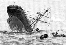 Wreck of the steam-ship Dacca in the Red Sea: going down, two miles from the Daedalus Light, 1890. Creator: Unknown.