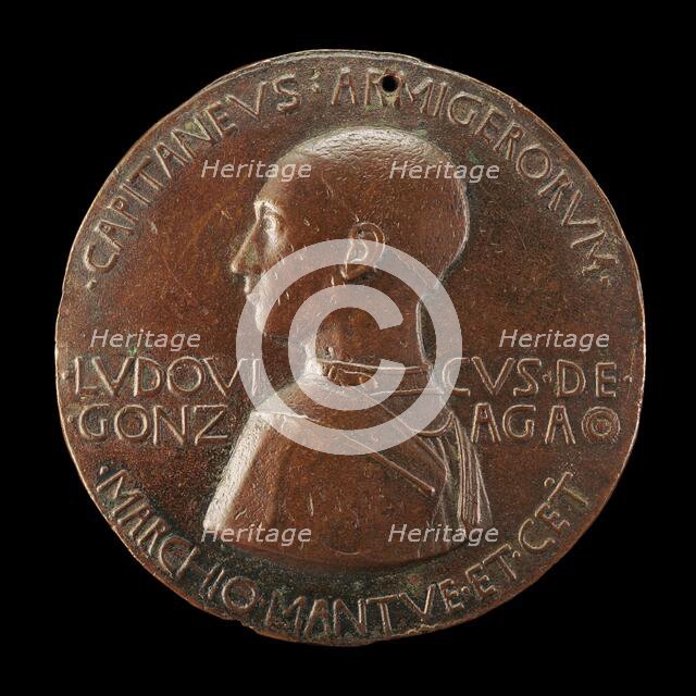 Lodovico III Gonzaga, 1414-1478, 2nd Marquess of Mantua 1444 (obverse), c. 1447/1448. Creator: Pisanello.