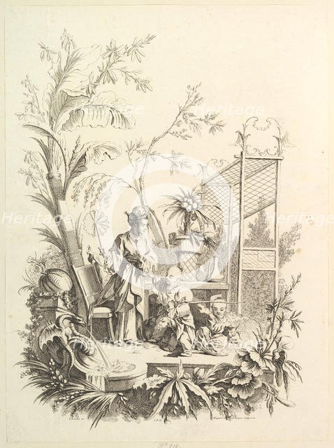 Chinoiserie with Figures in a Landscape, 18th century. Creator: Gabriel Huquier.