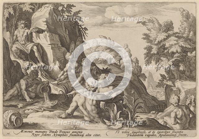The River God Peneus Surrounded by Other Divinities, 1589. Creator: Goltzius, Workshop of Hendrick, after Hendrick Gol.