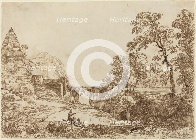 Landscape with a Pyramid and Classical Ruins. Creator: Franz Kobell.