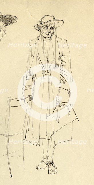 Standing woman in hat, 1953. Creator: Shirley Markham.