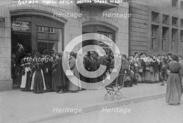 German women after second grade meat, 1914. Creator: Bain News Service.