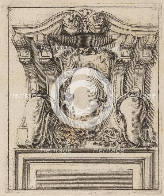 Architectural Motif with Three Shields, c. 1690. Creator: Carlo Antonio Buffagnotti.