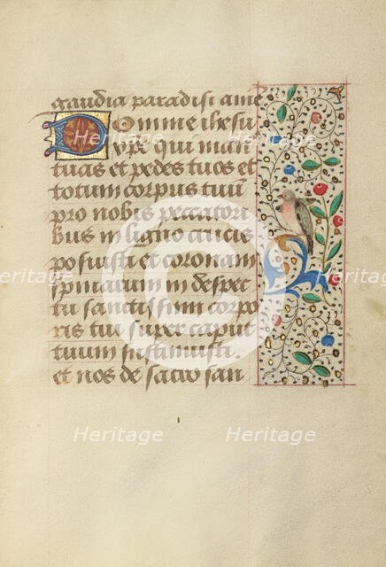 Decorated Text Page; Prayer Book of Charles the Bold, about 1480-1490. Creator: Unknown.