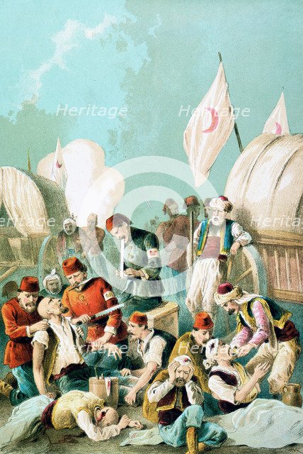 Arm being amputated without anaesthetic, Russo-Turkish War, 1877. Artist: Unknown
