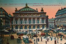 The Place de l'Opéra, Metro Station and L'Opéra Garnier, Paris, c1920. Artist: Unknown.