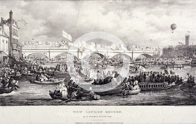 London Bridge (new), London, 1831. Artist: Charles Etienne Pierre Motte