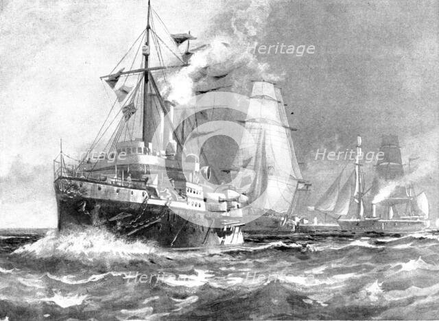 The Trouble in Nicaragua: Admiral Stephenson's Squadron at Corinto, 1895. Creator: Unknown.