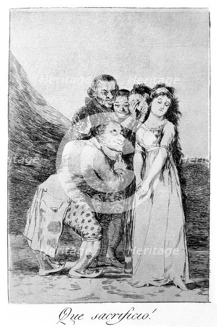 Los Caprichos, series of etchings by Francisco de Goya (1746-1828), plate 14: '¡Qué sacrificio!' …