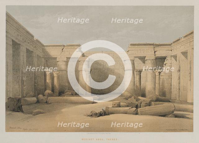 Egypt and Nubia, Volume II: Medinet Abou, Thebes, 1847. Creator: Louis Haghe (British, 1806-1885); F.G.Moon, 20 Threadneedle Street, London.