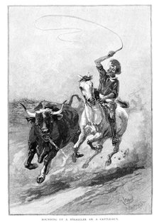 'Rounding Up A Straggler On A Cattle Run', Australia, 1886. Artist: Frank P Mahony