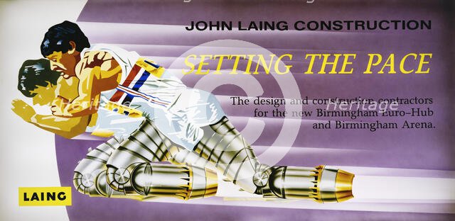 Poster advertising Laing as contractors for the new terminal at Birmingham Airport, 1991. Creator: John Laing plc.