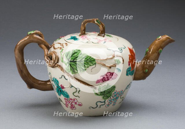 Teapot, Staffordshire, 1750/55. Creator: Staffordshire Potteries.