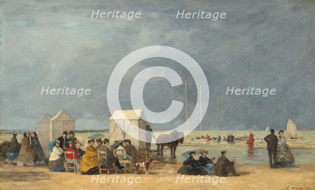 Bathing Time at Deauville, 1865. Creator: Eugene Louis Boudin.