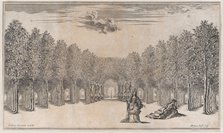 Two females in the foreground, one standing the other reclining, surrounded by tree-lined ..., 1668. Creator: Mathäus Küsel.