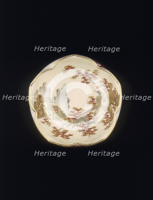 One of a pair of Satsuma 5-lobed petal shaped bowls, Meiji period, Japan, 1890. Artist: Unknown