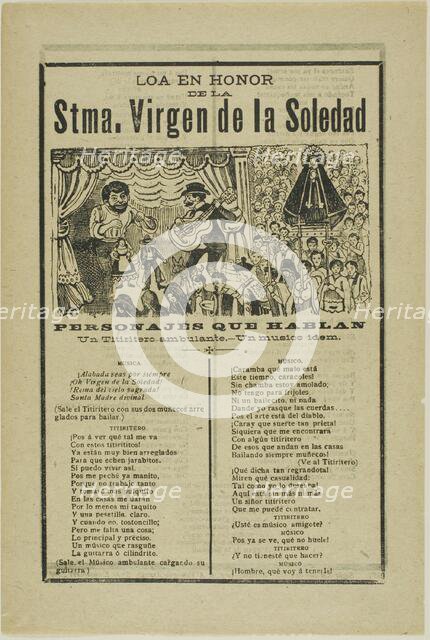 Most Holy Virgin of Solitude, published 1903. Creator: José Guadalupe Posada.