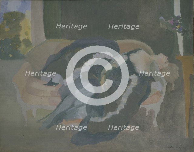 Sleeping Young Woman. Artist: Somov, Konstantin Andreyevich (1869-1939)