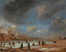 Winter Landscape near a Town with Kolf Players, c.1658-c.1660. Creator: Aert van der Neer.