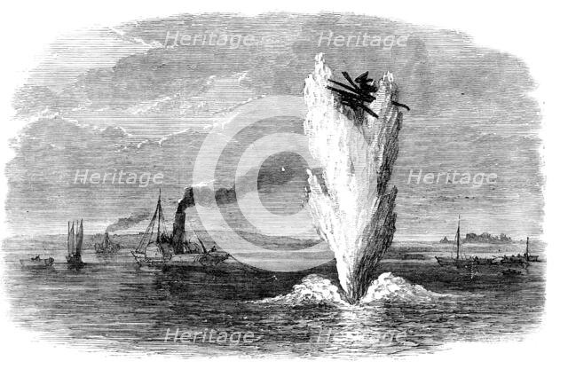 Chatham Siege Operations: blowing up rafts on the Medway, 1871. Creator: Unknown.