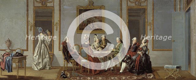 Gustavian Style Interior with Cardplayers, 1779. Creator: Per Hillestrom.