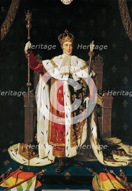 Portrait of King Charles X of France (1757-1836) in Anointment Robe, 1829. Creator: Ingres, Jean Auguste Dominique (1780-1867).