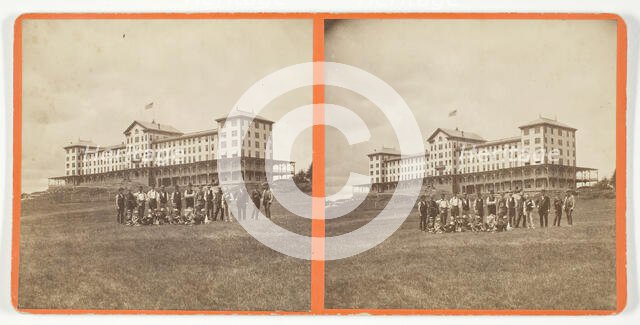 Untitled [group portrait of men and boys outside a large building], 1875/99.  Creator: Unknown.