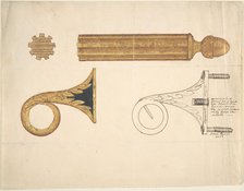 Design for a Bracket and Rod for Drapery, 19th century. Creator: Anon.