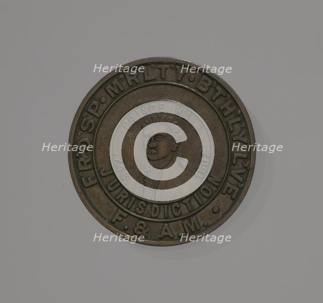 Bronze freemasonry medallion depicting Prince Hall, after 1807. Creator: Unknown.
