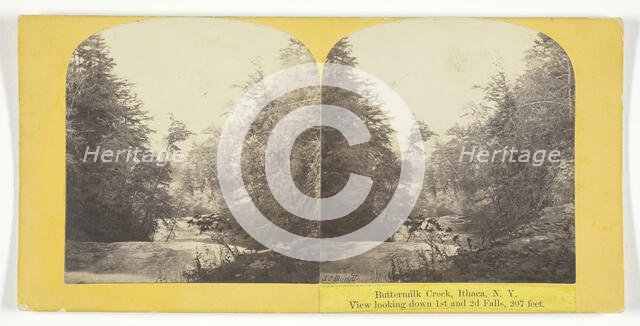 Buttermilk Creek, Ithaca, N.Y. View looking down 1st and 2d Falls, 207 feet, 1860/65. Creator: J. C. Burritt.