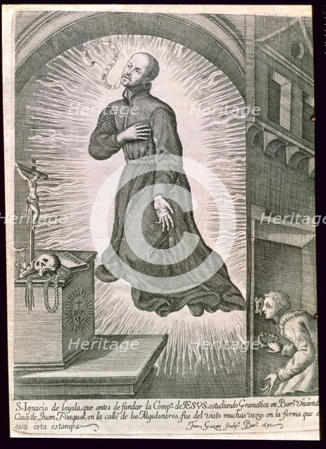 San Ignacio de Loyola (Iñigo Lopez de Loyola). (1491-1556), in full levitation living in Barcelon…