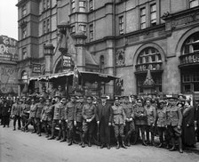 Australian soldiers outside the Union Jack Club, 91A Waterloo Road, Lambeth, London, June 1915. Artist: H Bedford Lemere.