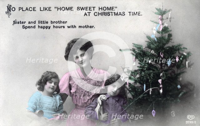 'No Place like Home Sweet Home at Christmas Time', greetings card, c1900-1919(?).Artist: Schwerdffeger & Co